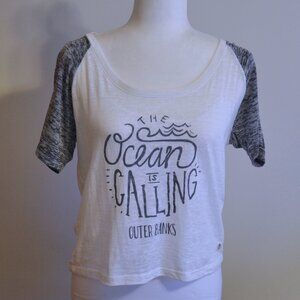 LAGACI Outer Banks Quote Short Sleeve Cotton Blend Top - Size M